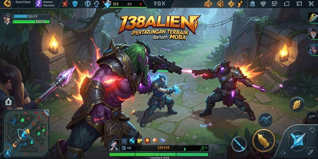 Tangkapan layar gameplay MOBA yang menegangkan dari 138ALIEN