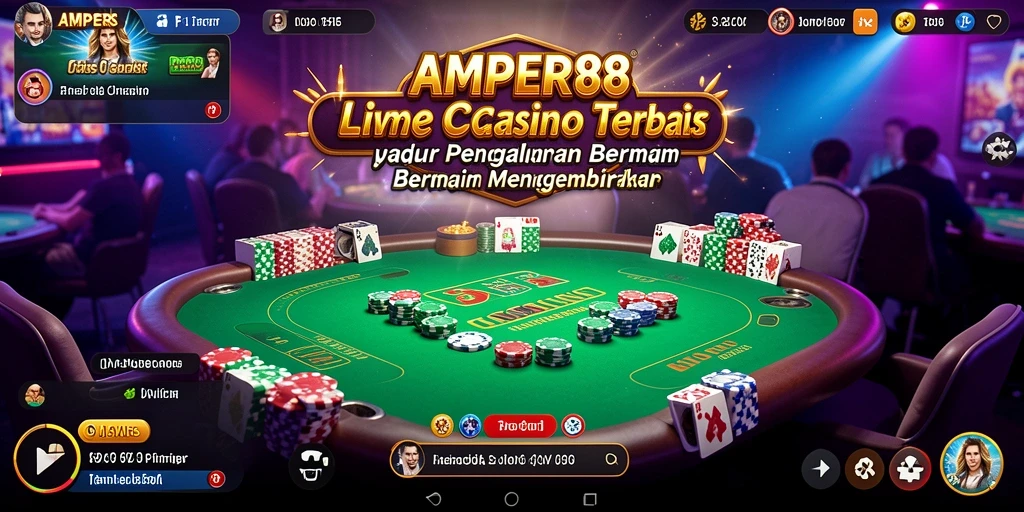 Tampilan gameplay Live Casino di AMPER88 dengan dealer langsung yang menarik.