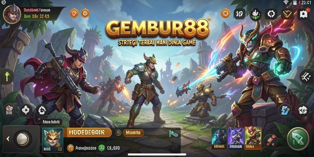 Screenshot menampilkan aksi strategis dalam gameplay GEMBUR88.