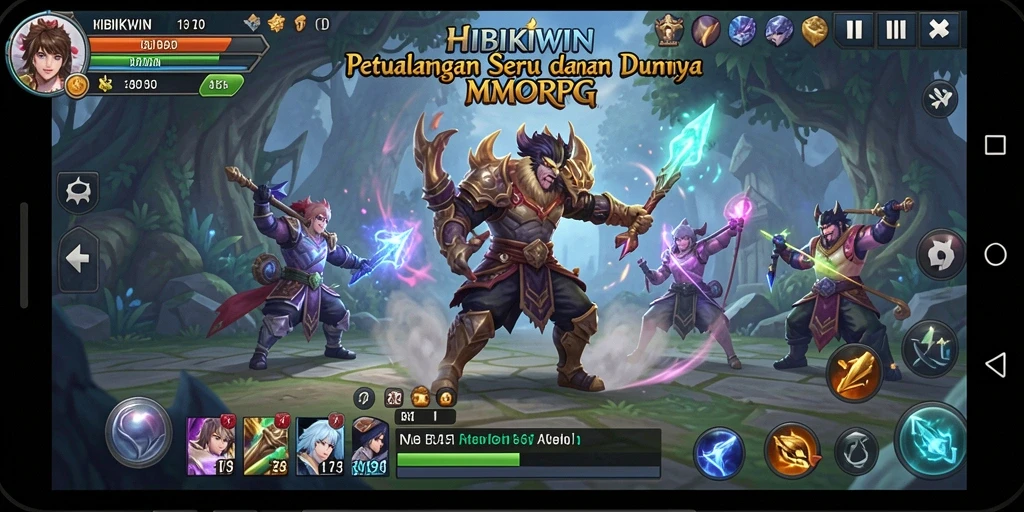 Screenshot menampilkan aksi seru dalam pertarungan MMORPG di HIBIKIWIN.
