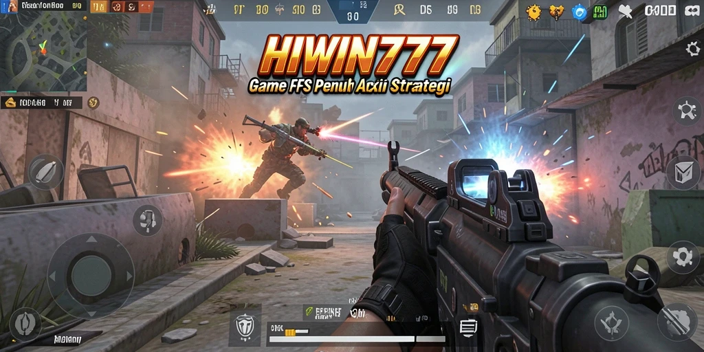 Tampilan gameplay seru dalam HIWIN777 saat aksi tembak-menembak berlangsung.