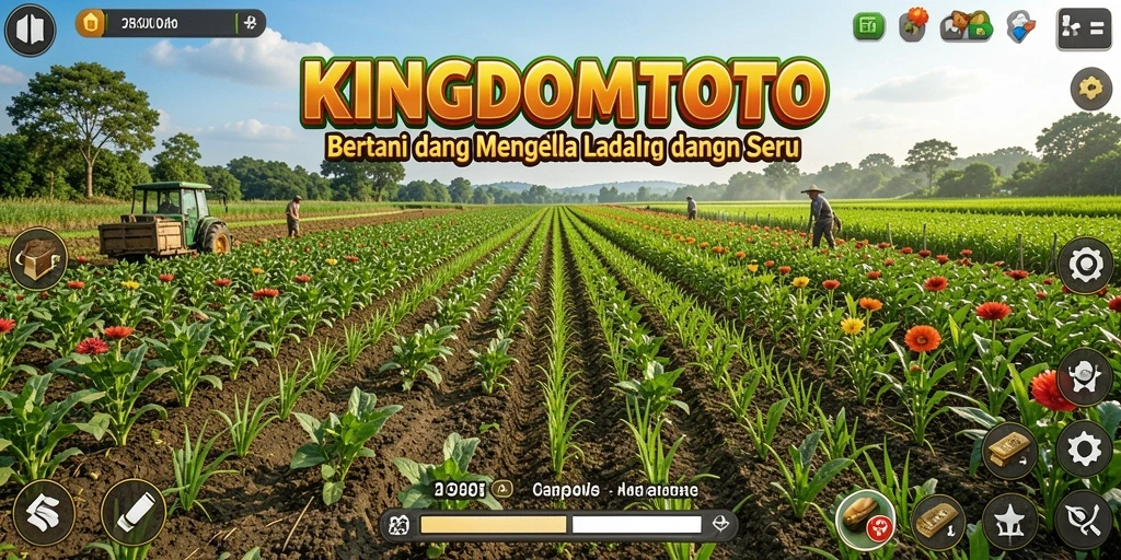 Tampilan gameplay menarik dari KINGDOMTOTO yang menunjukkan ladang yang subur.