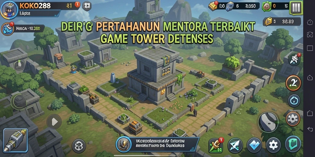 Screenshot KOKO288 menampilkan aksi pertahanan menara yang mendebarkan.