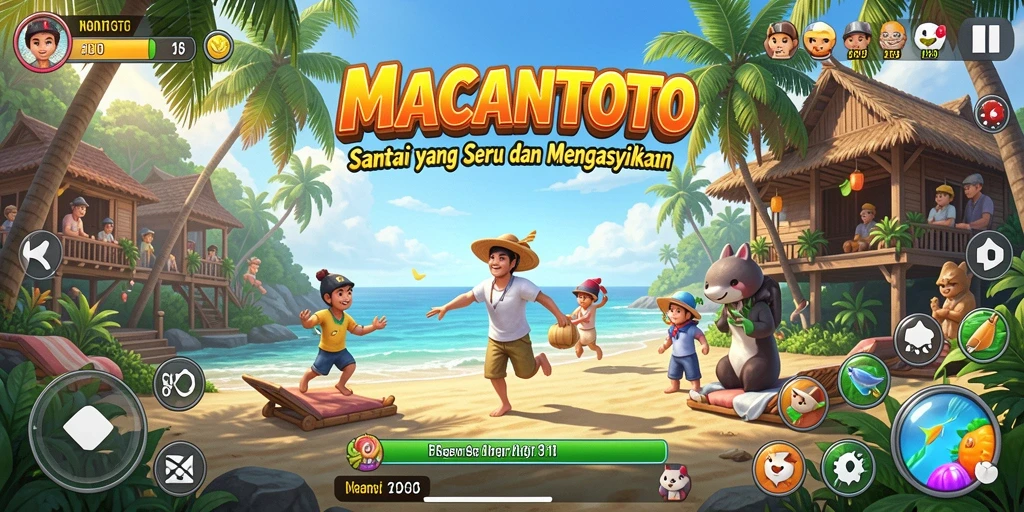 Screenshot gameplay menunjukkan keseruan bermain MACANTOTO dengan grafis cerah.