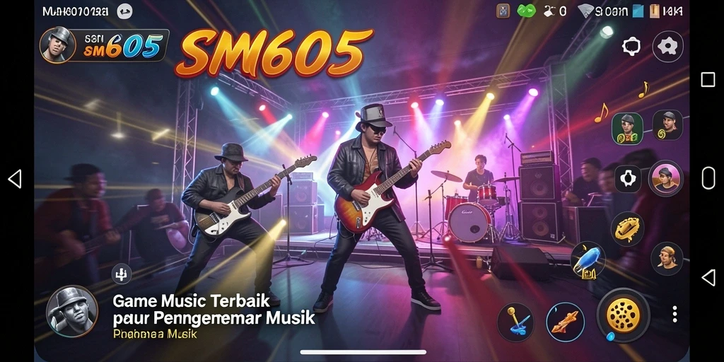 Screenshot SM605 menampilkan aksi gameplay musik yang seru.