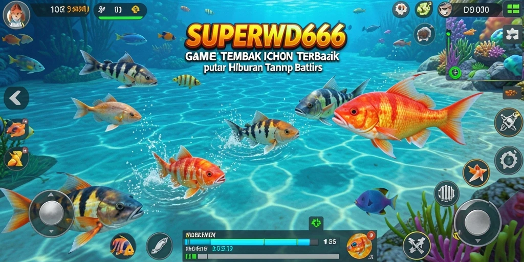 Tampilan gameplay seru dalam SUPERWD666 saat menembak ikan.