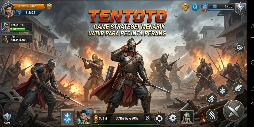 Tangkapan layar menampilkan pertempuran strategi yang intens di TENTOTO.