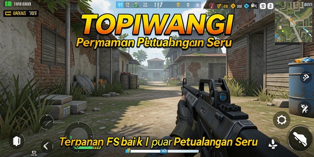 Screenshot gameplay <strong>TOPIWANGI</strong> menampilkan aksi tembak-menembak yang intens.